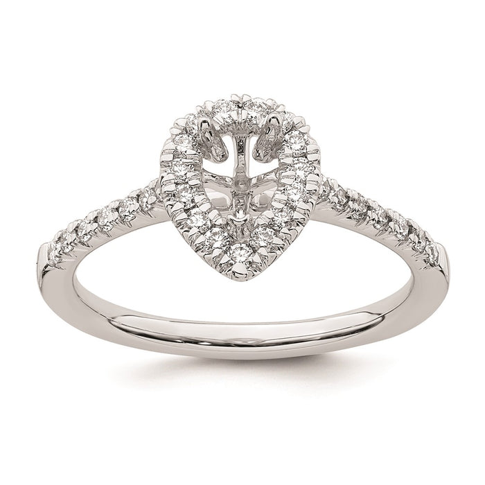 Buy 14K White Gold Halo Semi-Mount Engagement Ring, 1/2 Carat Pear Center, Affordable!-7