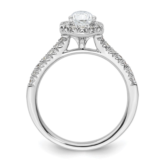 Buy Stylish 14K White Gold Halo Engagement Ring with 3/4 Carat Pear Center-2