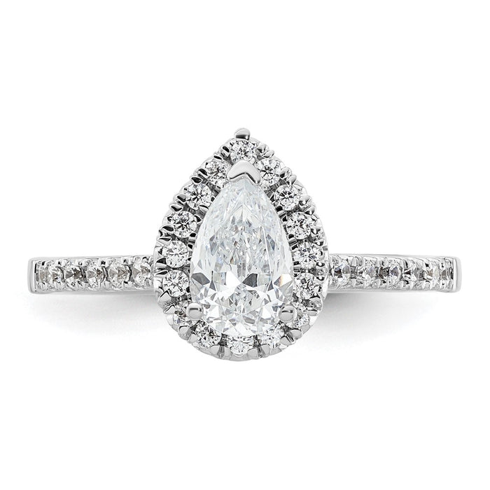 Buy Stylish 14K White Gold Halo Engagement Ring with 3/4 Carat Pear Center-4