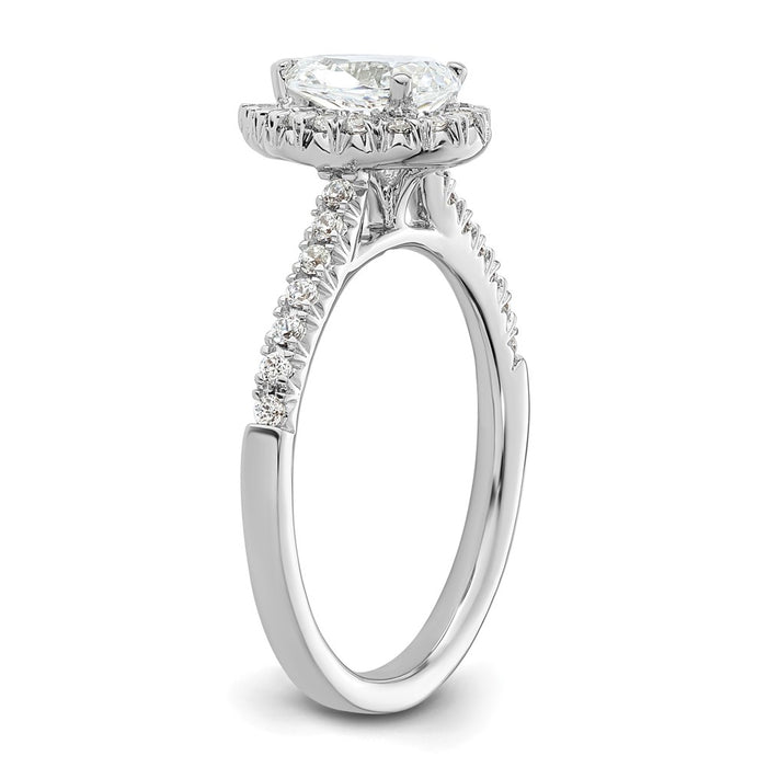 Buy Stylish 14K White Gold Halo Engagement Ring with 3/4 Carat Pear Center-6