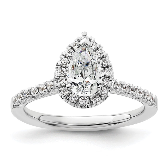Buy Stylish 14K White Gold Halo Engagement Ring with 3/4 Carat Pear Center-1