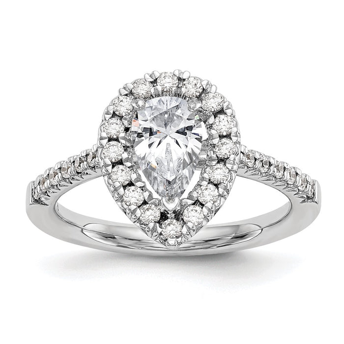 Buy Exclusive 14K White Gold Halo Engagement Ring | 1 Carat Pear Center & 3/8 Carat Accents-7