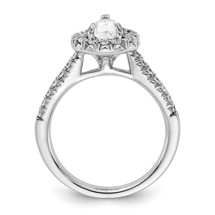 Buy Exclusive 14K White Gold Halo Engagement Ring | 1 Carat Pear Center & 3/8 Carat Accents-2
