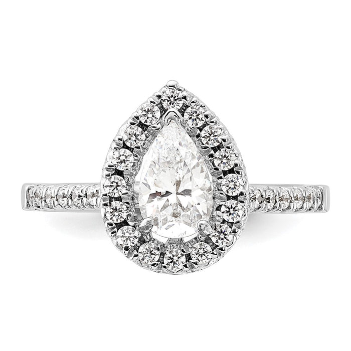 Buy Exclusive 14K White Gold Halo Engagement Ring | 1 Carat Pear Center & 3/8 Carat Accents-4
