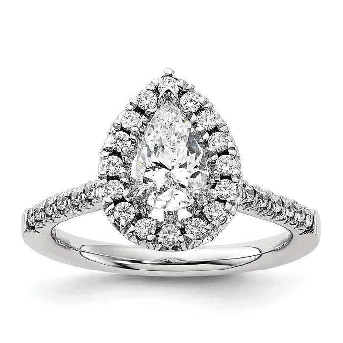 Buy Exclusive 14K White Gold Halo Engagement Ring | 1 Carat Pear Center & 3/8 Carat Accents-1