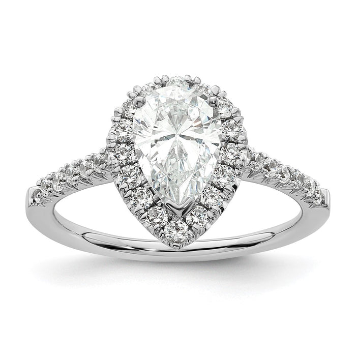 High-Quality 14K White Gold Halo Engagement Ring, 1.25ct Pear Center, Stylish Value-7