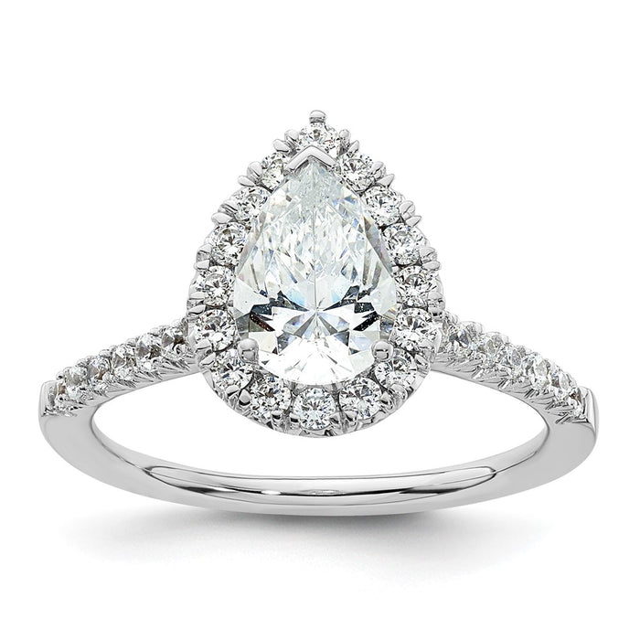 High-Quality 14K White Gold Halo Engagement Ring, 1.25ct Pear Center, Stylish Value-1