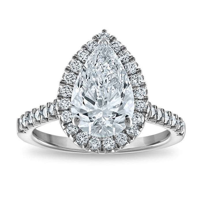 Buy Stylish 3.03ct Pear-Shaped Lab-Grown Diamond Ring in 14K White Gold-1