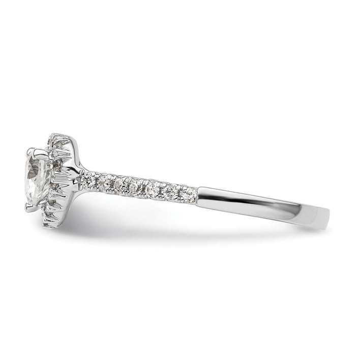 High-Quality 14K White Gold Halo Engagement Ring, 1/2 Carat Heart Center - Luxury Value!-3