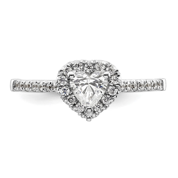 High-Quality 14K White Gold Halo Engagement Ring, 1/2 Carat Heart Center - Luxury Value!-4