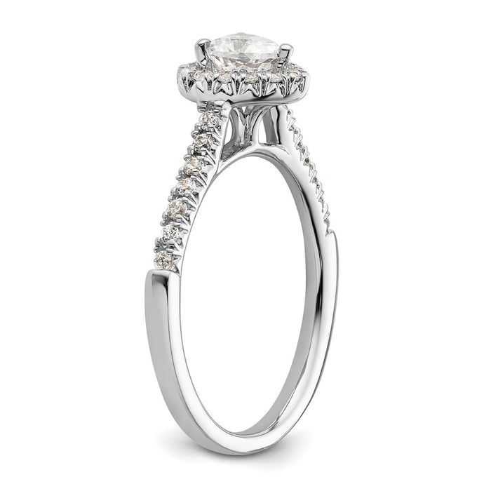 High-Quality 14K White Gold Halo Engagement Ring, 1/2 Carat Heart Center - Luxury Value!-6