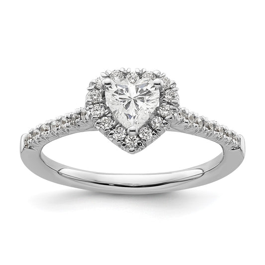 High-Quality 14K White Gold Halo Engagement Ring, 1/2 Carat Heart Center - Luxury Value!