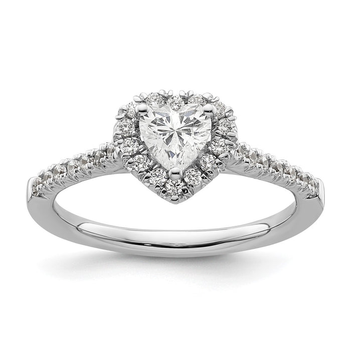 High-Quality 14K White Gold Halo Engagement Ring, 1/2 Carat Heart Center - Luxury Value!-1