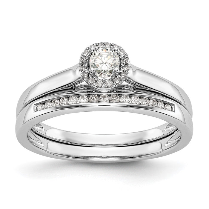 Buy Exclusive 14K White Gold Halo Engagement Ring, 1/5 Carat Center Stone & Accents-7