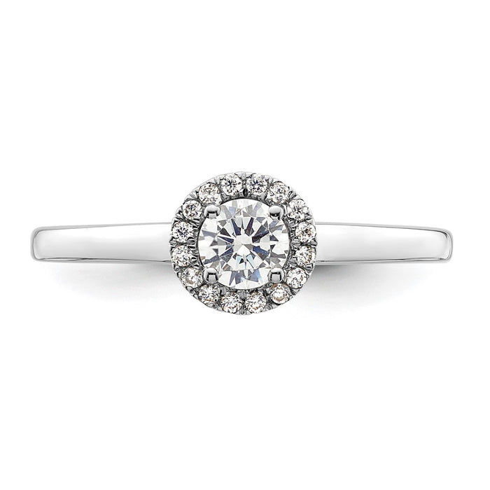 High-Quality 14K White Gold Halo Engagement Ring | 1/3 Carat Round Center, Stylish Design-4