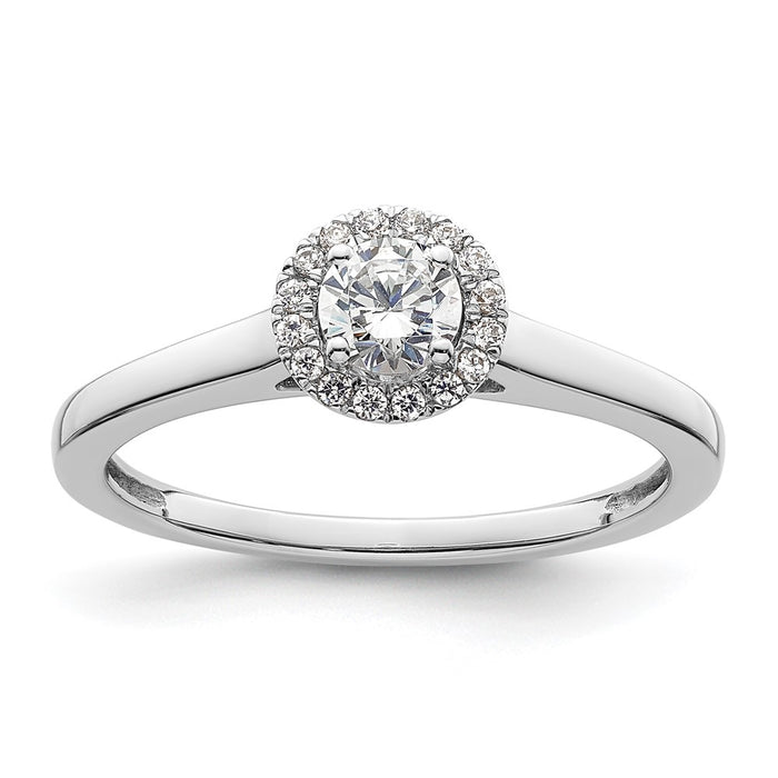 High-Quality 14K White Gold Halo Engagement Ring | 1/3 Carat Round Center, Stylish Design-1