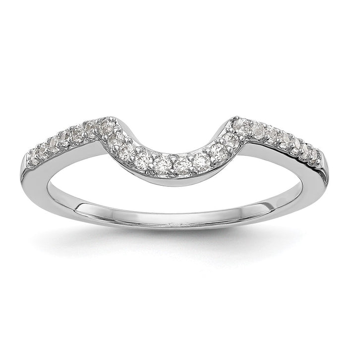 Buy Exclusive 14K White Gold Contoured Wedding Band with 1/6 Carat Diamonds-1