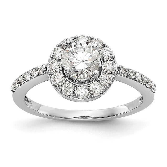High-Quality 14K White Gold Halo Engagement Ring for 1/2 Carat Diamond-1