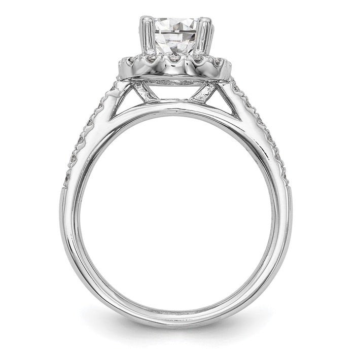 Buy Stylish 14K White Gold Halo Engagement Ring for 1 Carat Center, 1/2 CT Accents-2