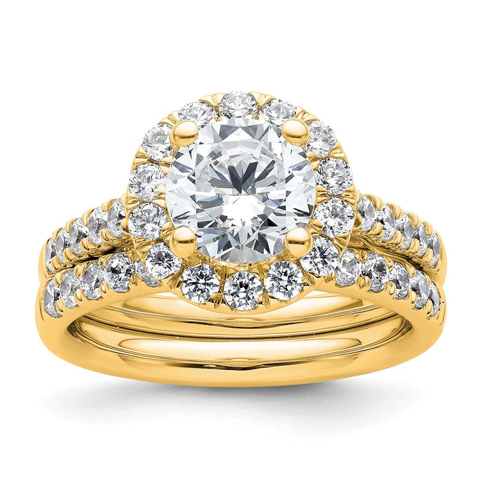 High-Quality 14K Gold Round Diamond Halo Semi-Mount Engagement Ring - Stylish Value-7