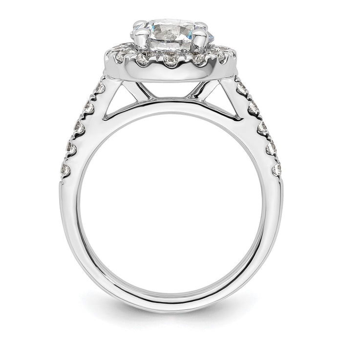 High-Quality 14K White Gold Halo Semi-Mount Engagement Ring for 2 Carat Center | Stylish Value with 7/8 Carat Diamond Accents-2
