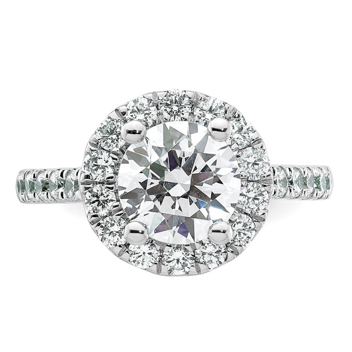 High-Quality 14K White Gold Halo Semi-Mount Engagement Ring for 2 Carat Center | Stylish Value with 7/8 Carat Diamond Accents-4