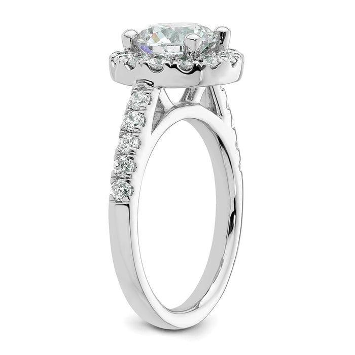 High-Quality 14K White Gold Halo Semi-Mount Engagement Ring for 2 Carat Center | Stylish Value with 7/8 Carat Diamond Accents-6