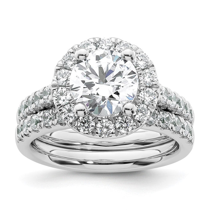 High-Quality 14K White Gold Halo Semi-Mount Engagement Ring for 2 Carat Center | Stylish Value with 7/8 Carat Diamond Accents-7