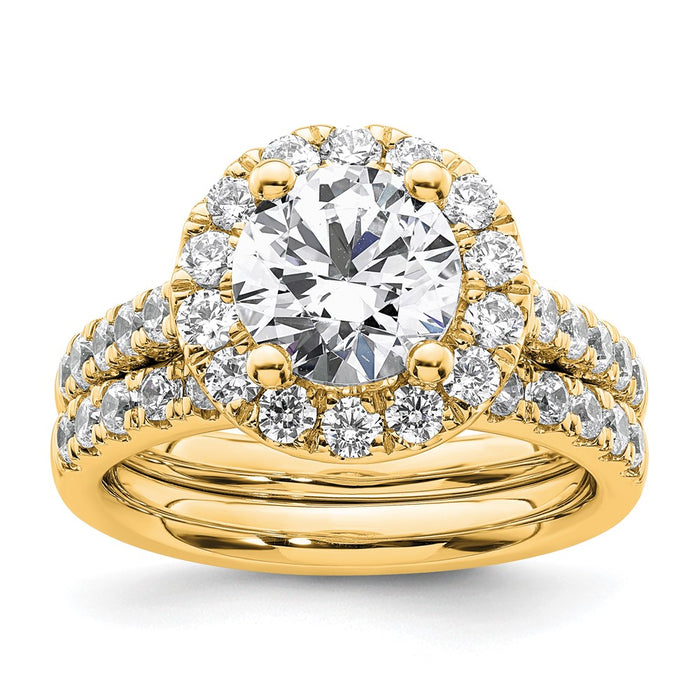 Designer 14K Gold Round Diamond Halo Engagement Ring - Affordable Luxury!-7