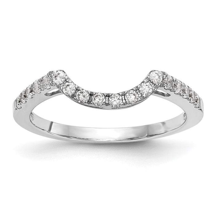 High-Quality 14K White Gold 1/4 Carat Diamond Contoured Wedding Band - Stylish Value!-1
