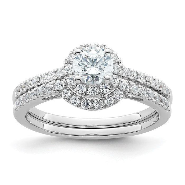 Buy 14K White Gold Halo Engagement Ring Semi-Mount for 1/2 Carat Center - Stylish Value!-7