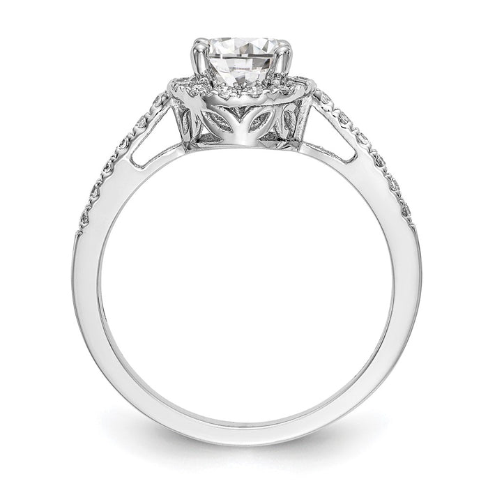 Exclusive 14K White Gold Halo Engagement Ring - 1 Carat Center, 3/8 Carat Diamonds-2