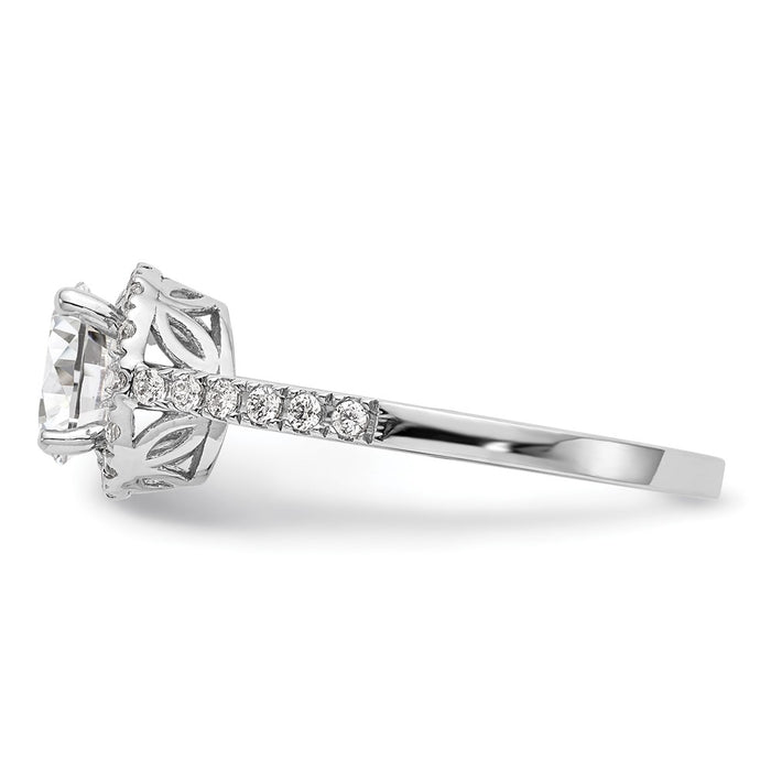 Exclusive 14K White Gold Halo Engagement Ring - 1 Carat Center, 3/8 Carat Diamonds-3