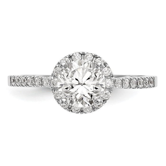 Exclusive 14K White Gold Halo Engagement Ring - 1 Carat Center, 3/8 Carat Diamonds-4