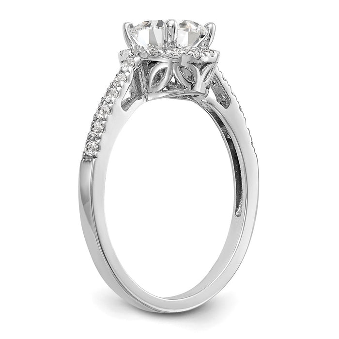 Exclusive 14K White Gold Halo Engagement Ring - 1 Carat Center, 3/8 Carat Diamonds-6