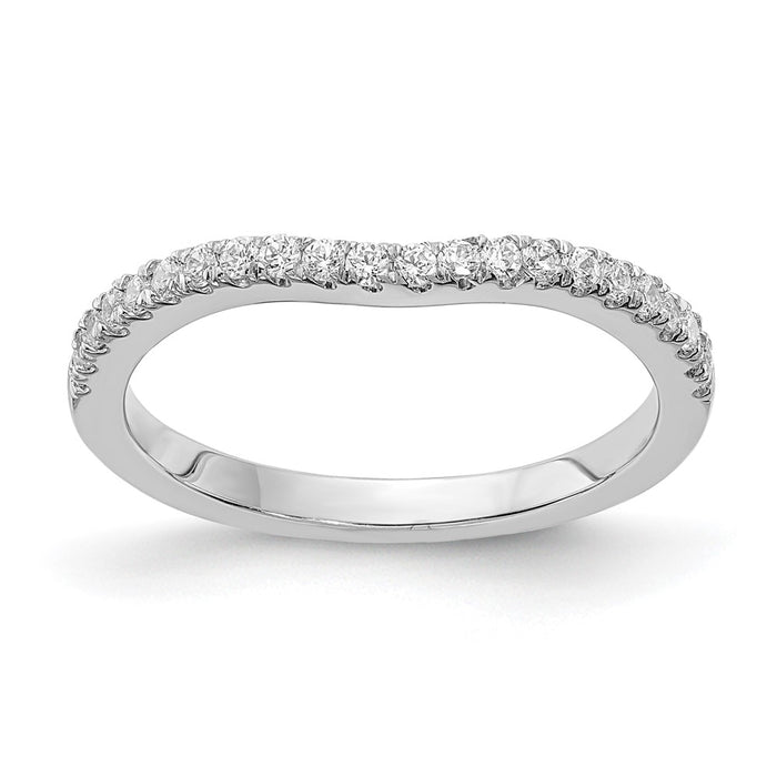 Buy Exclusive 14K White Gold Contoured Wedding Band, 1/5 Carat Diamond - Stylish Value-1