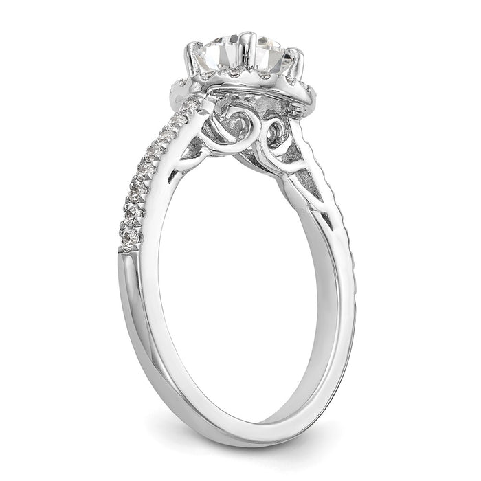 Exclusive 14K White Gold Halo Engagement Ring for 1 Carat Center, Stylish Design-6