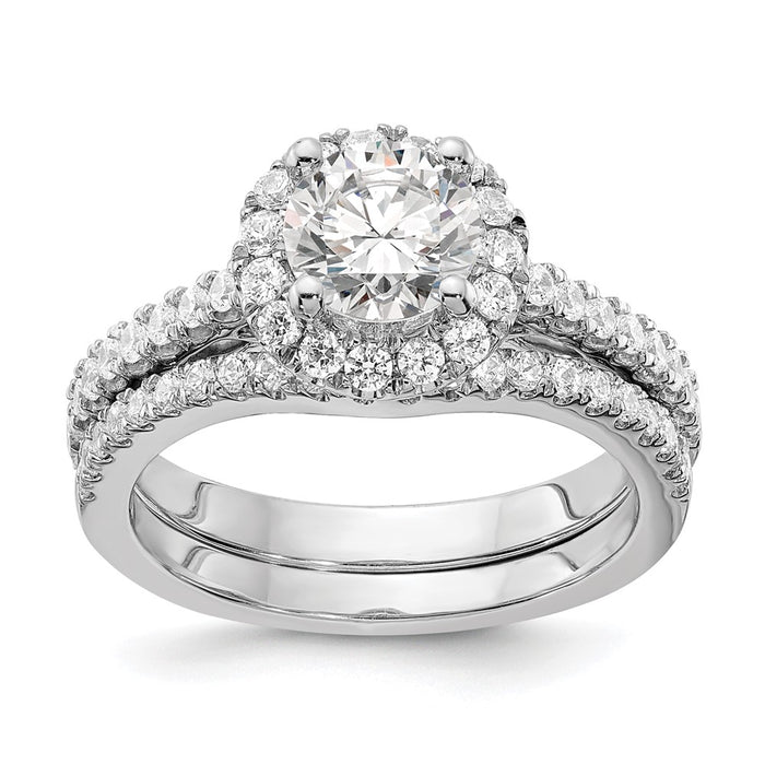 Exclusive 14K White Gold Halo Engagement Ring for 1 Carat Center, Stylish Design-7