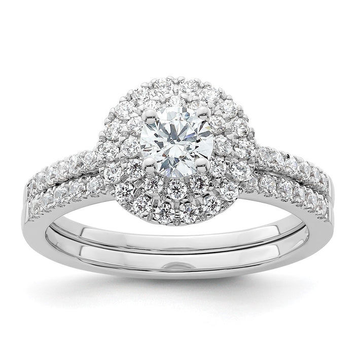 Buy Exclusive 14K White Gold Double Halo Engagement Ring - 1/4 Carat Center-7