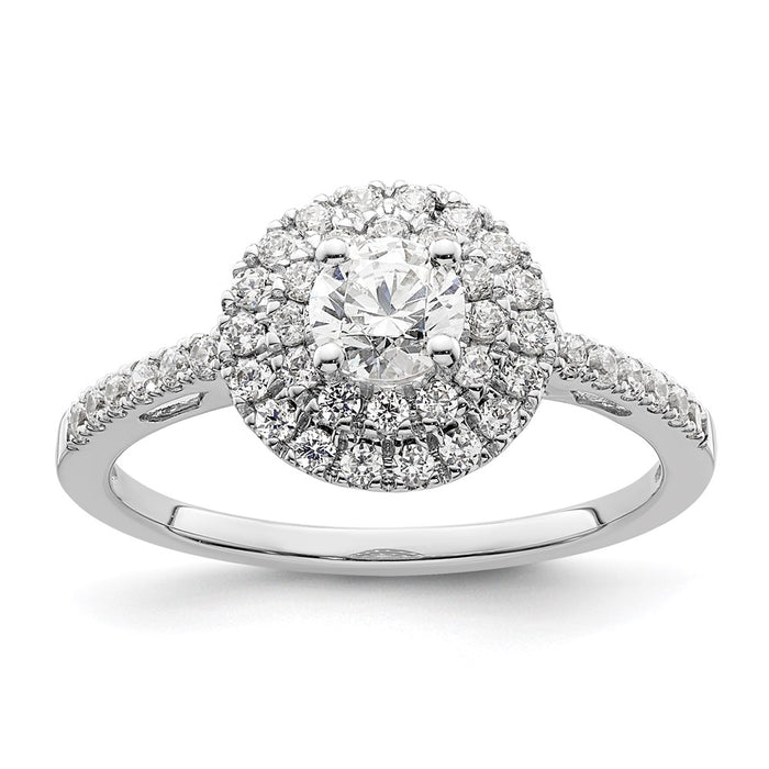 Buy Exclusive 14K White Gold Double Halo Engagement Ring - 1/4 Carat Center-1