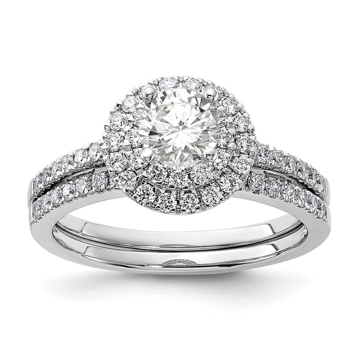Buy Exclusive 14K White Gold Double Halo Engagement Ring | 1/2 Carat Center-7