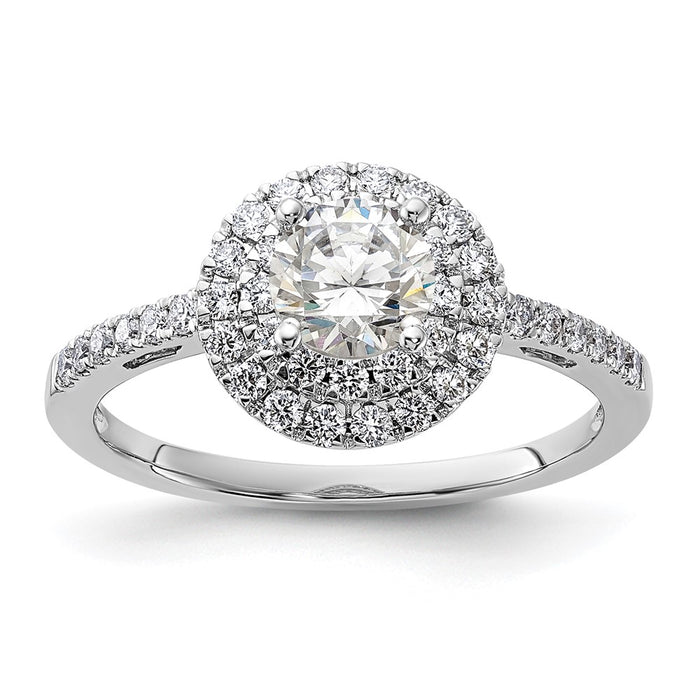 Buy Exclusive 14K White Gold Double Halo Engagement Ring | 1/2 Carat Center-1