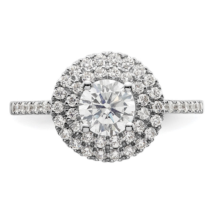 High-Quality 14K White Gold Double Halo Engagement Ring for 3/4 Carat Diamond-4