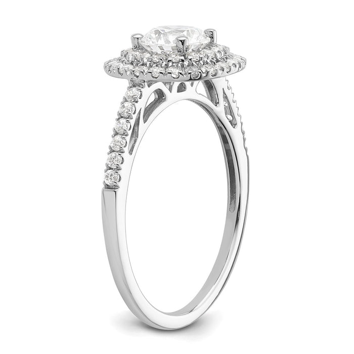 High-Quality 14K White Gold Double Halo Engagement Ring for 3/4 Carat Diamond-6