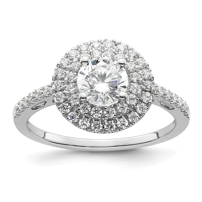 High-Quality 14K White Gold Double Halo Engagement Ring for 3/4 Carat Diamond-1