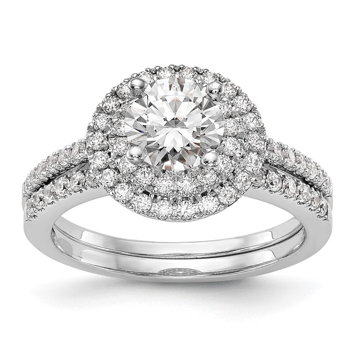 Exclusive 14K White Gold Double Halo Engagement Ring for 1 Carat Center, 1/2 ct Diamonds - Luxury Style!-7