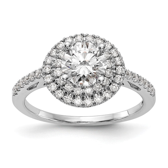 Exclusive 14K White Gold Double Halo Engagement Ring for 1 Carat Center, 1/2 ct Diamonds - Luxury Style!-1