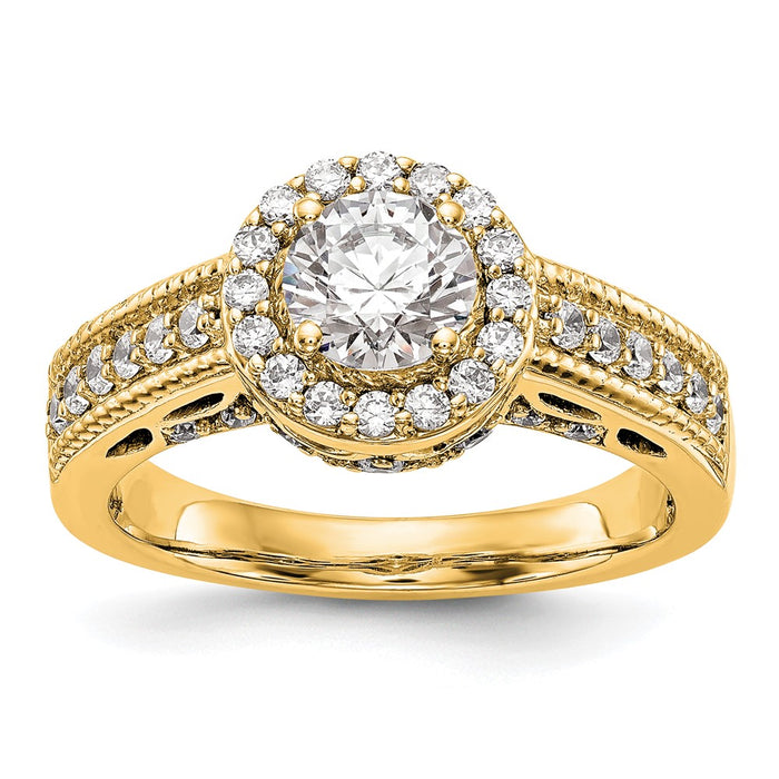 Exclusive 14K Gold Halo Semi-Mount Engagement Ring - 3/4 Carat Center, Stylish Value-1