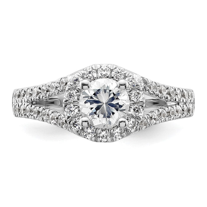 Exclusive 14K White Gold Halo Engagement Ring for 3/4 Carat Center - Affordable Luxury!-4