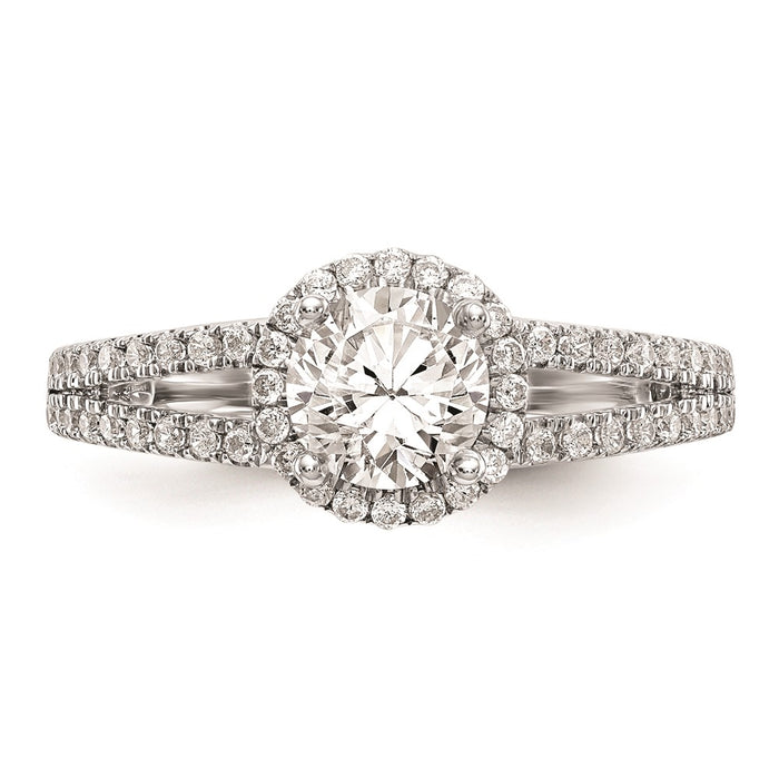 Designer 14K White Gold Round Halo Engagement Ring Setting - Stylish Value Offer-4